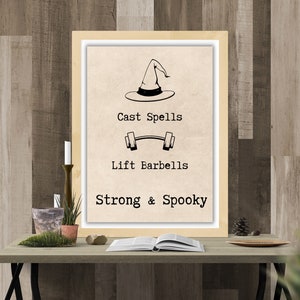 Halloween Art Decoration, Halloween Art Cast Spells Lift Barbells, Halloween Decor, Printable Halloween Decor