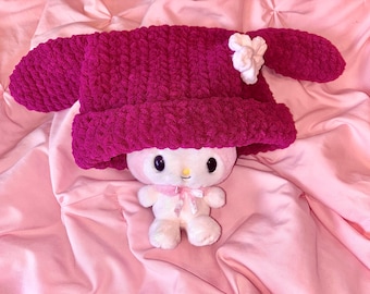 Handgemachte Häkelmütze My Melody aus dicker weicher Wolle