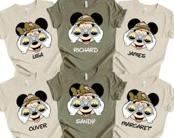 Personalisiertes Safari-Modus-Shirt, individuelles Animal Kingdom 2026-Shirt, personalisiertes Disney-Familienurlaub-Shirt, benutzerdefiniertes Disney-Trip-Shirt, Disney-T-Shirts