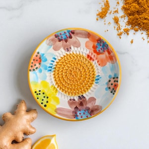 Handmade Ceramic Garlic Grater Plate: Zester, Dipping Dish, Kitchen Tool | 3 Piece Grater Set