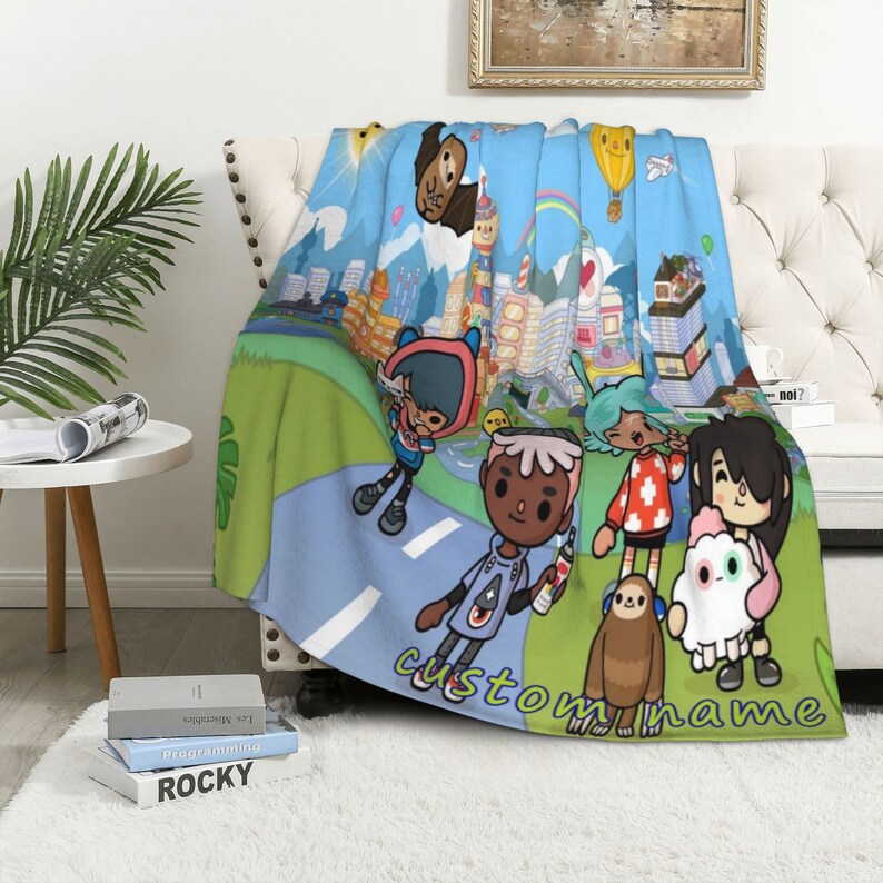Custom Name Blanket Toca Boca Tapestry Personalized Blankets Etsy