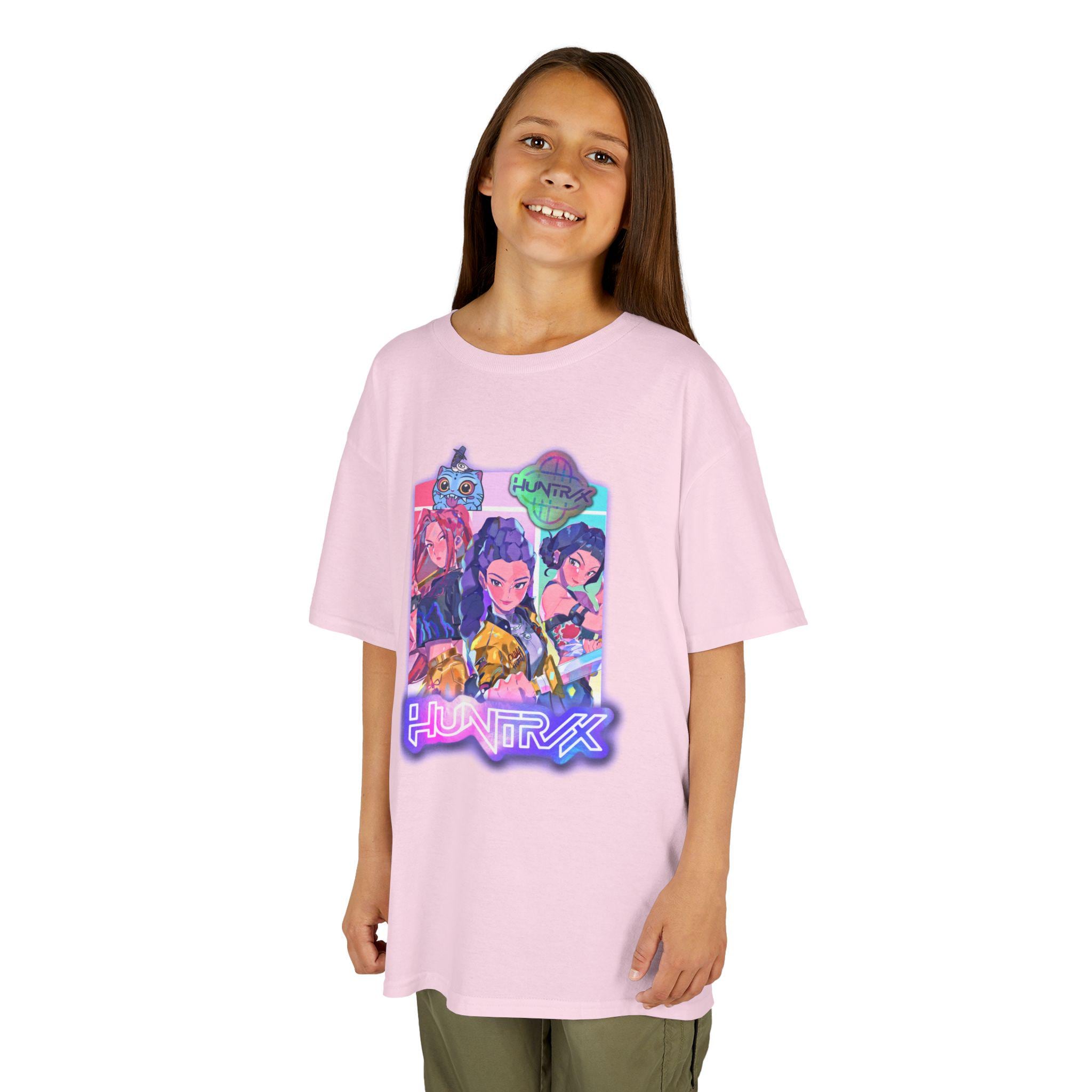 T-Shirt Enfant Manches Courtes - Imprimé Démon Chasseur, Style K-Pop, Coton Doux