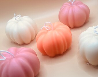 Set di candele di soia a forma di zucca fatte a mano: decorazioni autunnali per la casa