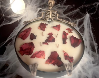 Skeleton Spa Day Candle: Halloween Decor, Scented Soy Wax