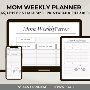 Mom Weekly Planners, Priorities For The Week, Notes, Weekly To Do List, Undated Weekly, Weekly Planner