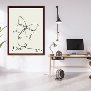 Black and White Butterfly Line Art Poster Digital Art Print for Minimalist Wall Decor Elegant Black nd White Illustration Minimal Home Decor