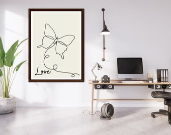 Black and White Butterfly Line Art Poster Digital Art Print for Minimalist Wall Decor Elegant Black nd White Illustration Minimal Home Decor