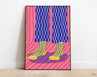 Stampa artistica di calzini stravaganti, decorazione per la stanza trendy e colorata (download digitale)