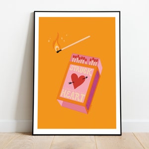 Retro Funky Matchbox Wall Art, Room Decor, Printable Art Digital Download, Cute Aesthetic Trendy Vintage Matches Art