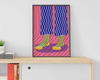 Bold Colorful Funky Socks Wall Art, Artsy Room Decor, Printable Art, Digital Download, Aesthetic Trendy Art, Cute Girl Decor