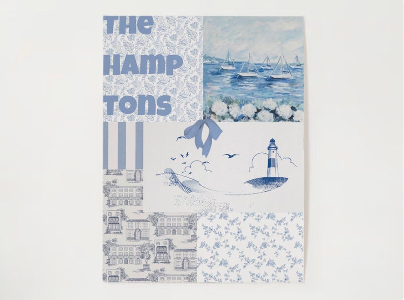 Hamptons Harmony: Patchwork of Coastal Chic Wall Art, Poster Print ...