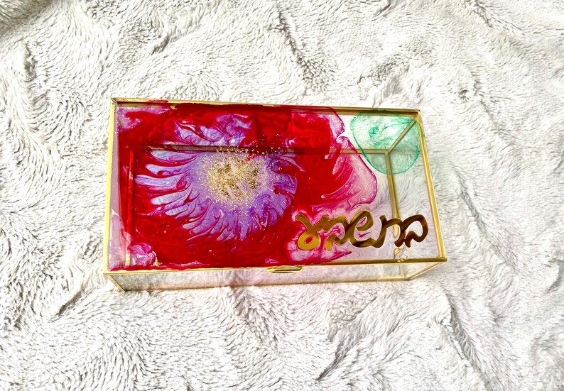 Bat Mitzvah Girl Gift Jewelry Box. Hebrew or English Name. Stained