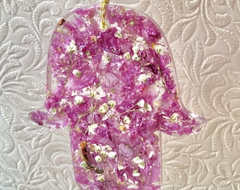 Funeral flower keepsake. HAMSA custom made with YOUR flower petals. Memorial. Keepsake. Jewish  Funeral flower preservation gift