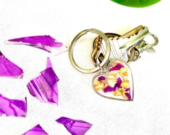 Chuppah wedding smashed glass shards keepsake keychain - custom - fast shipping- Gift