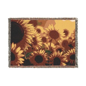 Cozy Sunflower Woven Blanket, Warm Throw for Home Decor, Perfect Gift for Garden Lovers, Year-round Decor, Picnic Blanket, Beach essentials