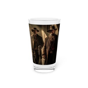 Western Cowboy Pint Glass, Rustic Drinkware, Home Bar Decor, Gift for Men, Movie Lovers, Western Themed Party