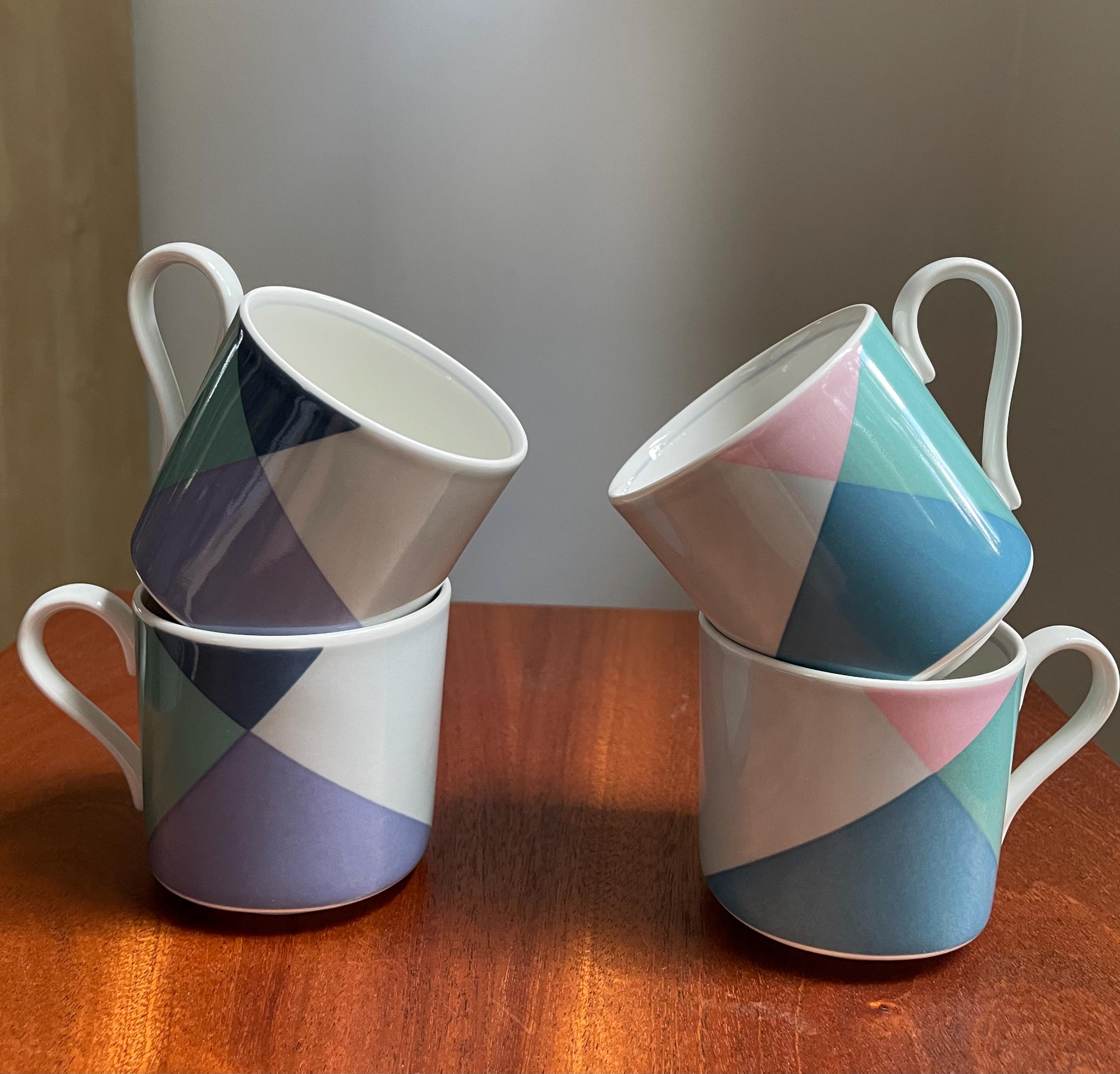 Vintage Mikasa Tempo Eighty Video // 4 Color Block Mugs // Made in Japan