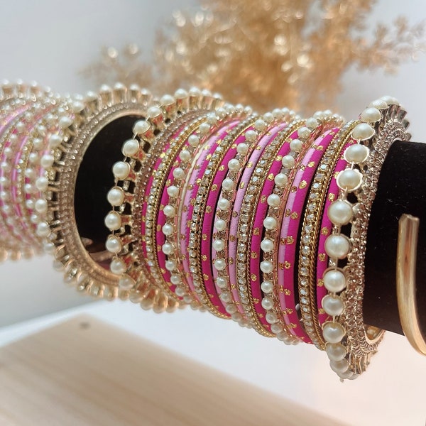 Pink Bangles Set | Indian Jewelry | Indian Choorhiyaan | South Asian Jewelry | INDIAN KANGAN | Pink Bangles Size 2.6 and 2.8