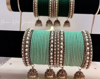 Green Bangles Set Size 2x6, 2x8 | Indian Jewelry | Indian Choorhiyaan | South Asian Jewelry | INDIAN KANGAN | Light/Dark green Bangles