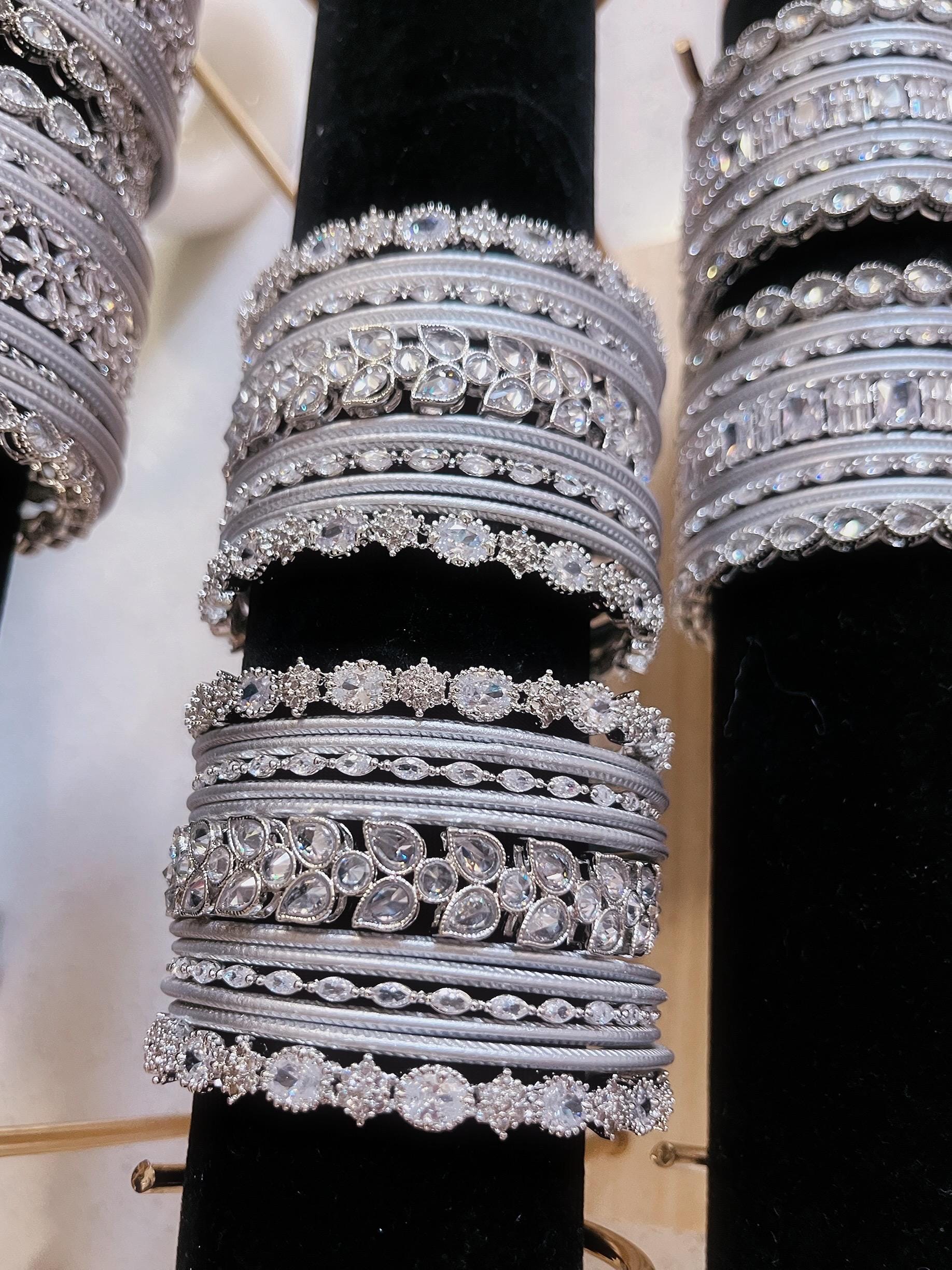 Silver Bangles Set: Indian Kangan Jewelry, Sizes 2x6, 2x8 - Etsy