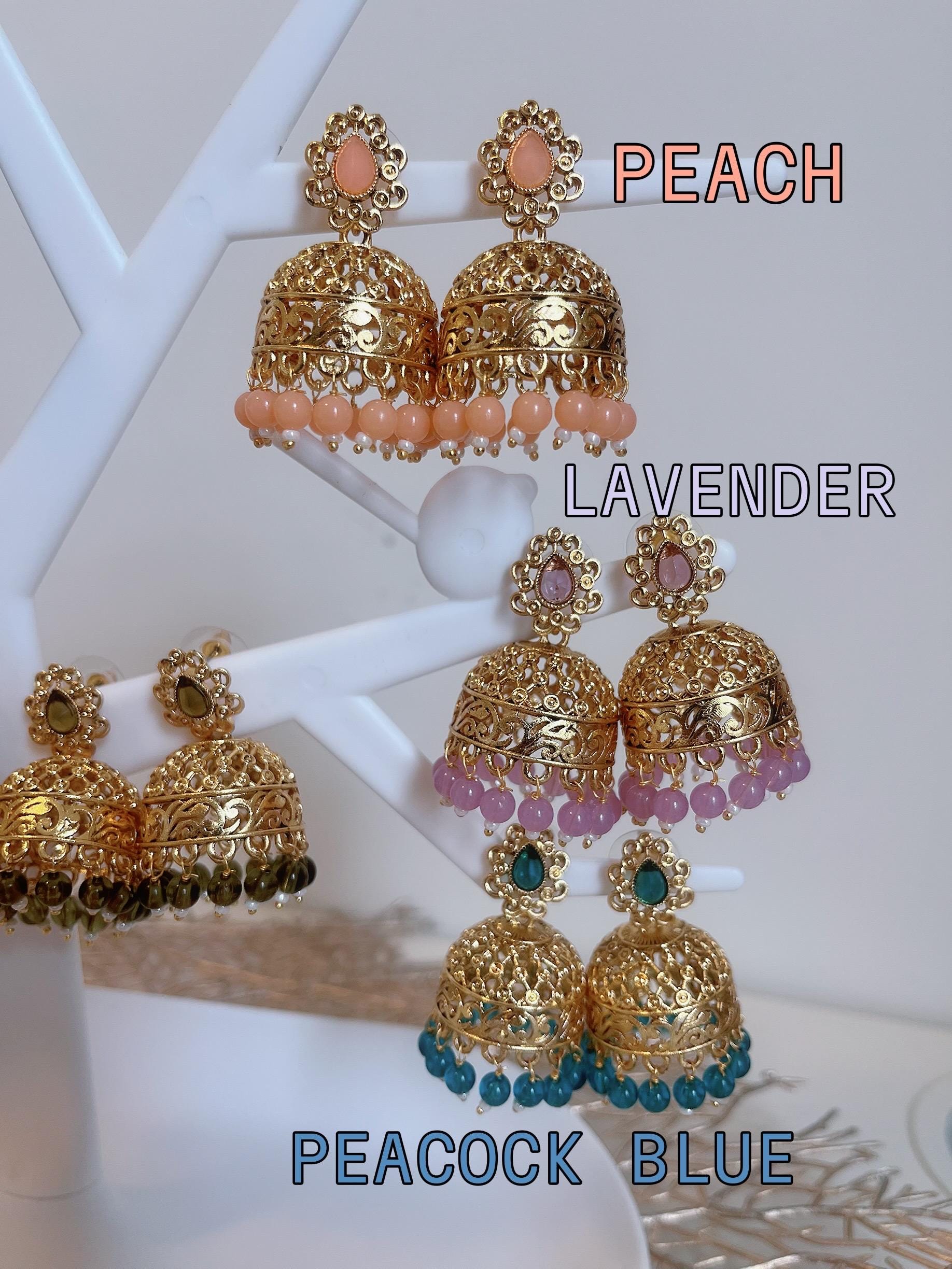 Gold Plated Purple Jhumka Earrings: Indian Jewelry - Etsy
