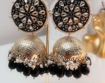 Black Jhumka Earrings: Indian Jewelry