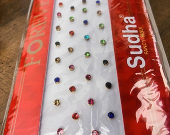 Multicolored Stone Bindi Pack - Indian Forehead Jewelry, 36 Count