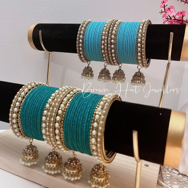 Blue Bangles Set Size 2x6, 2x8 | Indian Jewelry | Indian Choorhiyaan | South Asian Jewelry | Sky Blue Bangles | Teal Blue Bangles