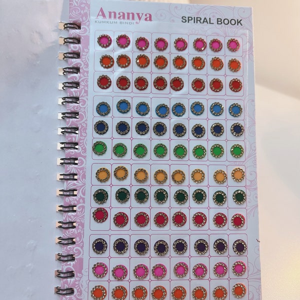 Indian Bindi Book | 960 Velvet Crystal Round Multicolored Bindi Book Booklet For Women & Girls (Total 960 bindis)