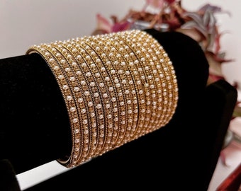 Golden Bangles Set - Indian Jewelry | South Asian Jewelry | INDIAN KANGAN | Indian Bangles | Indian Karha | Gold bangles