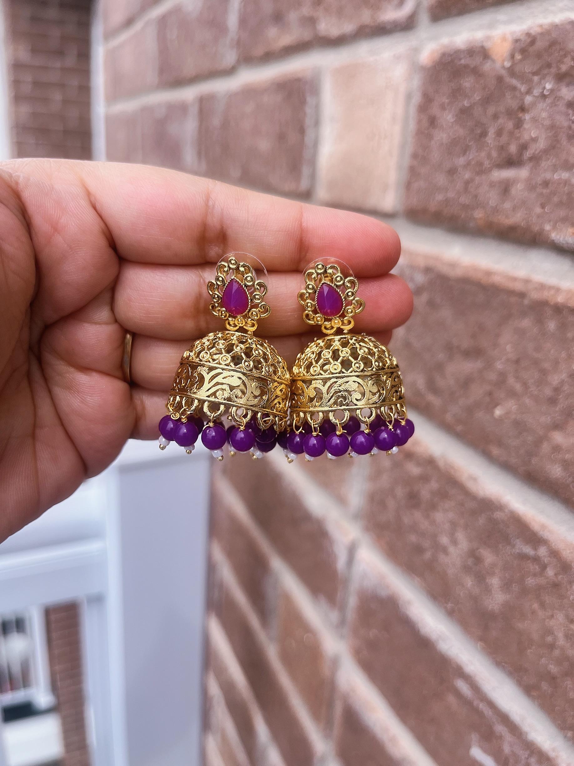 Light Purple Colour Earrings Purple Jhumka Earrings Purple Color