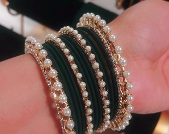 Dark Green Bangles Set | Dark Green Indian Bangles - Indian Jewelry | Indian Choorhiyaan | South Asian Jewelry | Dark Green Bangles