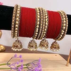 Red Indian Bangles Set: South Asian Jewelry