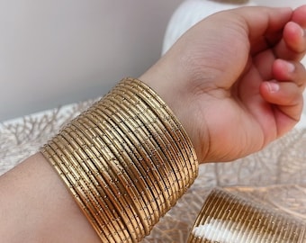 Golden Bangles Set Size 2x6, 2x8 | Indian Jewelry | Indian Choorhiyaan | South Asian Jewelry | INDIAN KANGAN | Gold Bangles | Matte Bangles