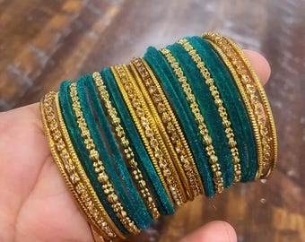 Kinder Dunkel Teal Armreifen Set - Indischer Schmuck