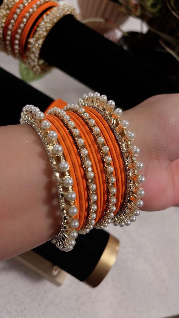 Light Orange and Silver Women\'s Bangle Set Light Orange and Silver Women\ main image 4