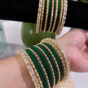 Bottle Green Bangles Set | Dark Green Indian Bangles - Indian Jewelry | Indian Choorhiyaan | South Asian Jewelry | Dark Green Bangles