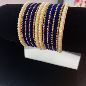Royal Dark Blue Bangles 2x4 size - Indian Jewelry | Indian Choorhiyaan | South Asian Jewelry | Indian Bangles | Velvet Bangles