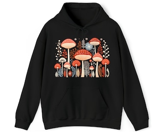 Watercolor Mushroom Nature Crewneck Sweatshirt , Woodland Elegance