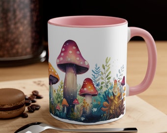 Watercolor Mushroom Coffee Mug: Cottagecore Plant Lover Gift