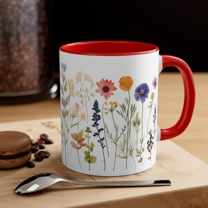 Pressed Flower Watercolor Mug: Botanical Elegance for Tea & Coffee | Floral Art Ceramic Cup