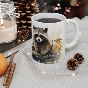 Woodland Raccoon Art Cup, Animal Lover Mug