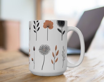 Minimalistic Floral Line Art Mug | Artistic Floral Line Art Mug