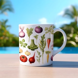 Lebendige Garten Tasse | Gemüse Muster Keramik Kaffeetasse