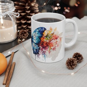 Botanical Elegance Mug , Delicate Butterfly Line Art Tea Cup