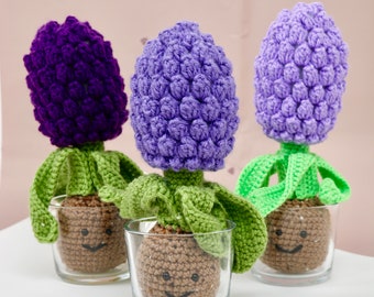 Crochet Fancy Hyacinth ,Finished Crochet Hyacinth , Handmade Knitted Flowers, Crochet Flower, Gift For Her, Multi-color Crochet Hyacinth