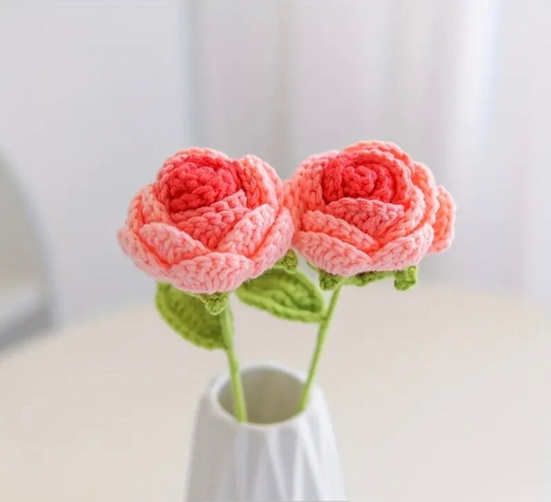 Individual Roses Crochet Handmade Crochet Rose, Perfect for Wedding & Home Décor, Personalized ...