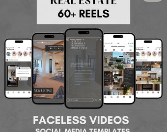 60+ Real Estate INSTAGRAM REELS Minimal Luxury Social Media Templates | Instagram Facebook Post Story | Marketing Selling Rent Realtor Canva