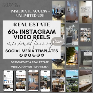 60+ Real Estate INSTAGRAM REELS Minimal Luxury Social Media Templates | Instagram Facebook Post Story | Marketing Selling Rent Realtor Canva