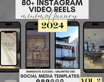80+ Real Estate INSTAGRAM REELS 2024 | VOL. 2 Minimal Luxury Social Media Templates | Instagram Post Story | Marketing Selling Realtor Canva